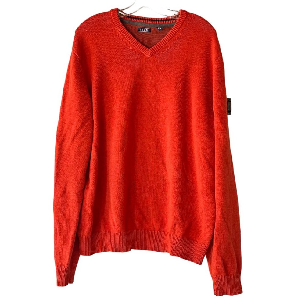 Izod VNeck Cotton Sweater XXL Burnt Orange Soft Cotton Halloween Harvest Pumpkin